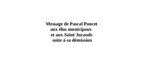 Message de Pascal PONCET 